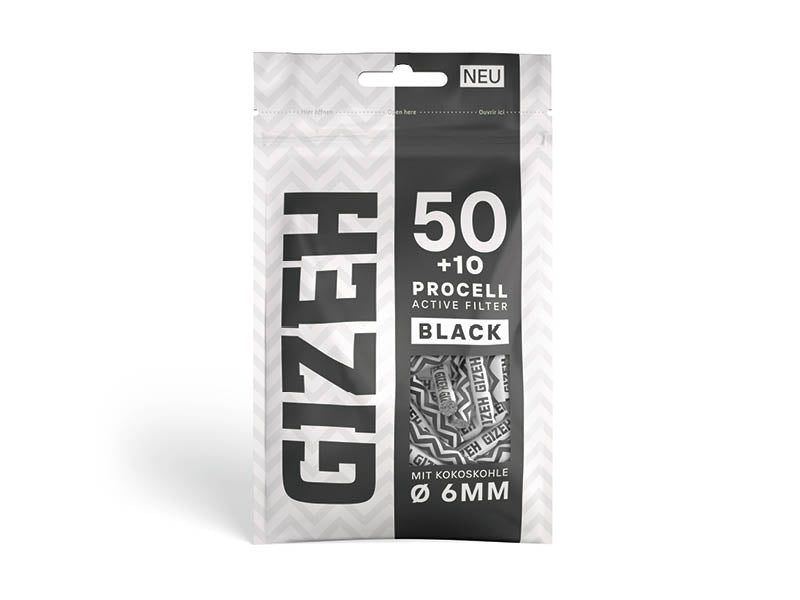 Gizeh Active Filter Black 6mm, 50 + 10 Procell Active Filter - Loudandlegal